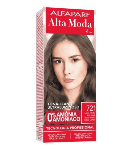Coloração Alfaparf Alta Moda 721 Louro Médio Irisé Cinza