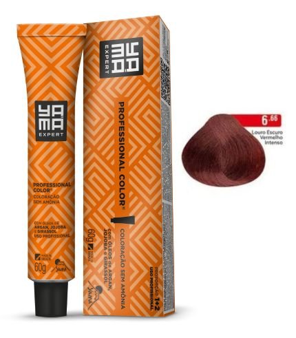 Coloração Yamá Expert Professional Color Sem Amônia 6.66 Loura Escuro Vermelho Intenso